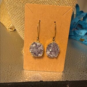 Purple Gem Druzy Earrings